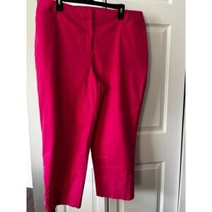 Talbots Perfect Crop Curvy Pink Pants 18W Laced Gingham Detail Cotton Blend#2/6
